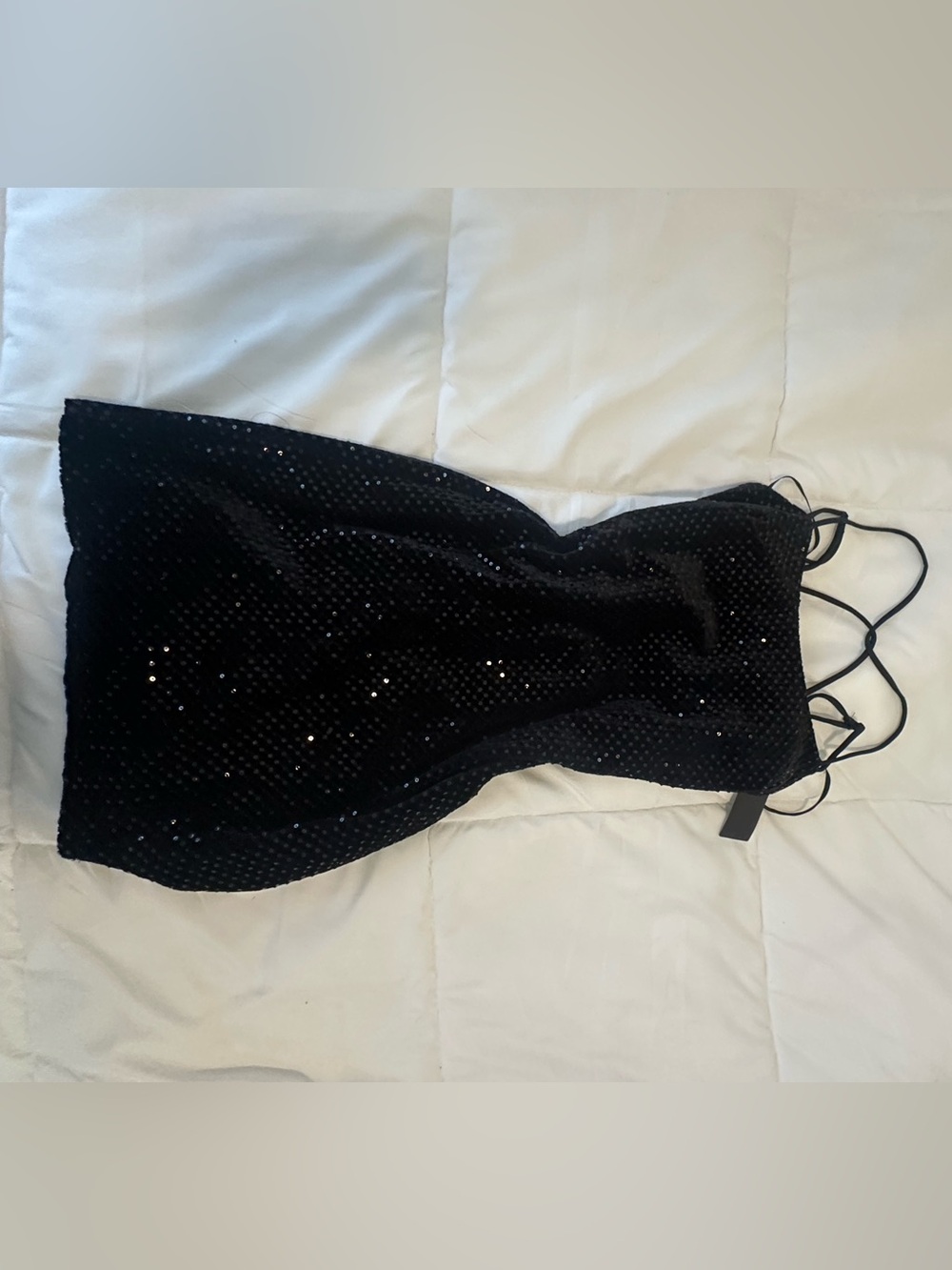 City Triangles Black Sequin Slip Dress with Spaghetti Straps